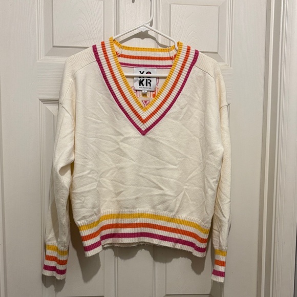 Kerri Rosenthal Sweaters - Kerri Rosenthal “Get Happy” Super Soft Knit Striped V-Neck Sweater -
